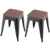 SOLID WOOD TOP SQUARE METAL DINING TABLE WITH 2/4 CHAIRS STOOL INDUSTRIAL STYLE