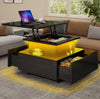 Led Coffee Table With 2 Drawer Storage, High Gloss Coffee Table For Living Room