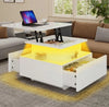 Led Coffee Table With 2 Drawer Storage, High Gloss Coffee Table For Living Room
