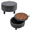 Velvet Chesterfield Footstool Deep Button Pouffe Ottoman Coffee Table Stool Seat