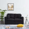 Panana 3 2 Seater Grey Black Linen Fabric Suite Sofa Couch, Free Throw Pillows