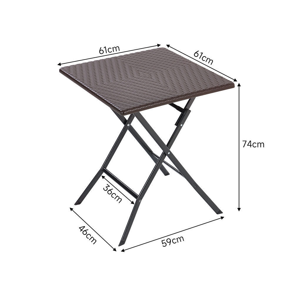 Rattan Garden Dining Table and Chairs Set Folding Camping BBQ Picnic Table Bench