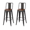 2/4x Retro Breakfast Bar Stool Metal & Wood Dining Chair With Backrest Bistro