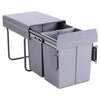 400mm Door Cabinet Waste Bin Grey Recycling Base Mounted Soft Close Pull Out 40L