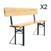 Folding Wooden Beer Table and Bench Set Garden Outdoor Bistro Bench Desk Chairs