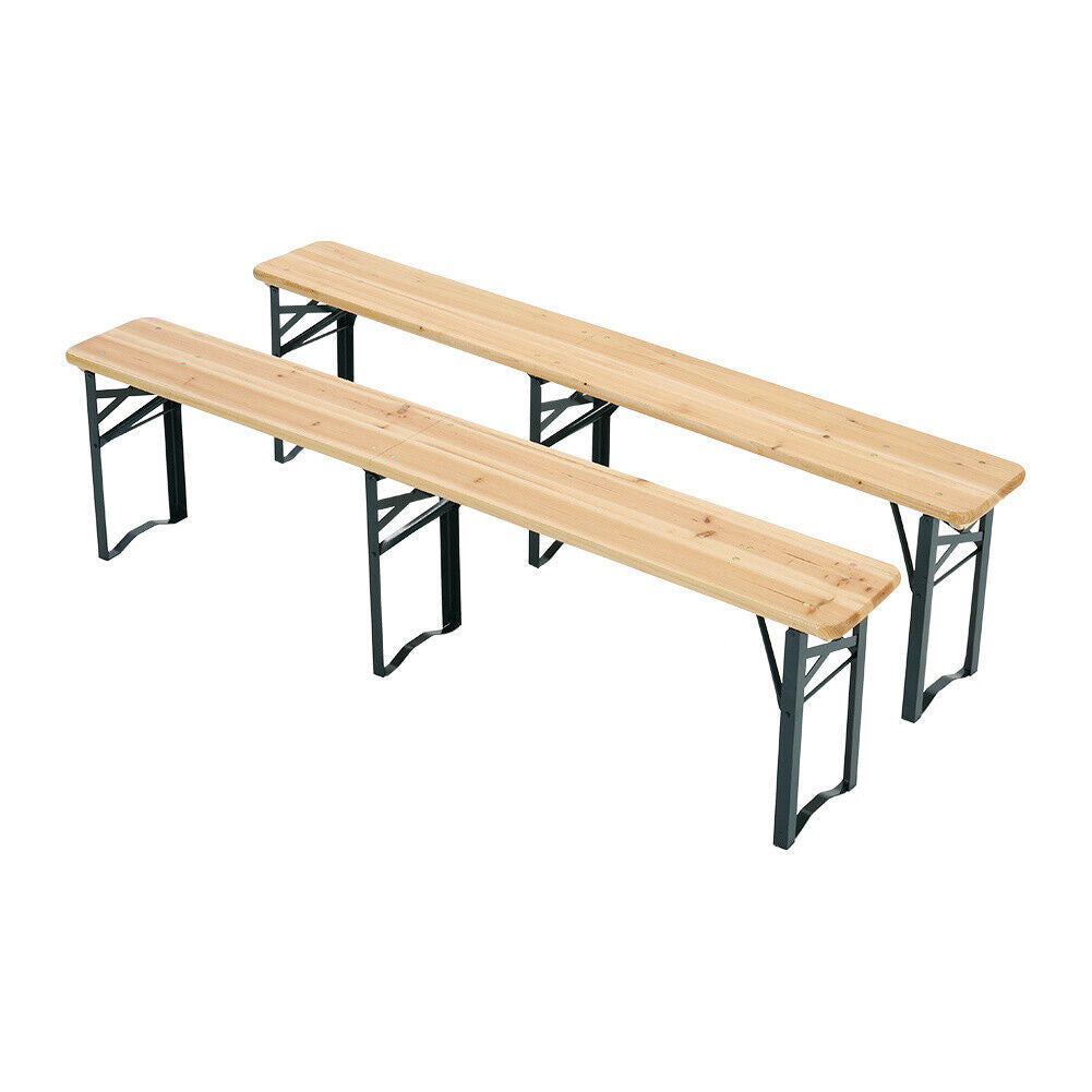 Folding Wooden Beer Table and Bench Set Garden Outdoor Bistro Bench Desk Chairs