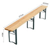 Outdoor Wooden Folding Beer Table Bench Garden Furniture Set Steel Trestle Legs