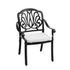 Cast Aluminum Garden Chairs Outdoor Dining Chair Padded Seat for Bistro Backyard