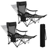 2 in 1 Folding Camping Chair Portable Garden Fishing Chair w/ Cup Holder Armrest