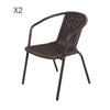 Outdoor Garden Round Brown Bistro Coffee Table Glass Top Stacking/Foldable Chair