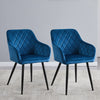 2pcs Dining Chairs Set Faux Leather/Velvet Padded Metal Legs Restaurant Armchair