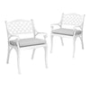 Cast Aluminum Garden Chairs Outdoor Dining Chair Padded Seat for Bistro Backyard