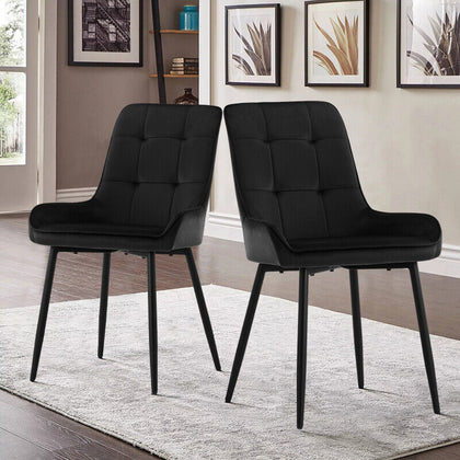 2x High Back Velvet Dining Chairs Modern Design Dining Room Chairs Metal Legs