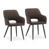 Set of 2 Faux Leather Dining Chairs Diamond Seat with Hole Design Modern Chair