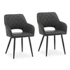 Set of 2 Faux Leather Dining Chairs Diamond Seat with Hole Design Modern Chair