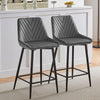 Pair Velvet Bar Stools V Type Seat Metal Leg Footrest Bar stool