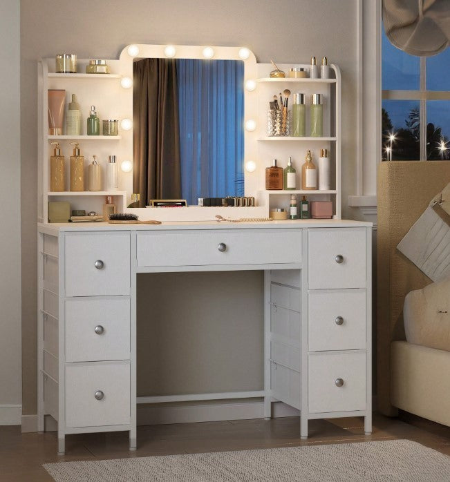 Dressing Table With Led Mirror Drawers Set Makeup Desk Vanity Table Lights