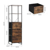 Industrial Rustic Wood Storage Cabinet with Shelves & Fabric Drawers Metal Legs