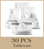 Porcelain Dinner Set 60 Piece Square Plates Bowls Cups Microwave Dishwasher Safe