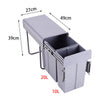 Kitchen Waste Pull Out Bin 3 Recycling Trash Cans Cabinet Integrated Grey 30/40L