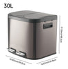 2 Compartment Stainless Steel Large Recycling Recycle Pedal Bin Waste 20L/30L