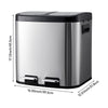 2 Compartment Stainless Steel Large Recycling Recycle Pedal Bin Waste 20L/30L