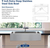 30/33inch Apron Front Sink Single Bowl Kitchen Sink 16 Gauge Stainless Steel