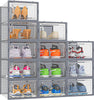 12 x Stackable Foldable Boxes Trainers Organiser Clear Plastic Shoe Storage Box