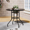 Garden Table Folding Mesh Chair Balcony Coffee Bistro Furniture w/ Umbrella Hole