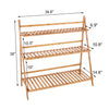 3Tier Bamboo Plant Stand Ladder Garden Rack Folding Display Hanging Shelf