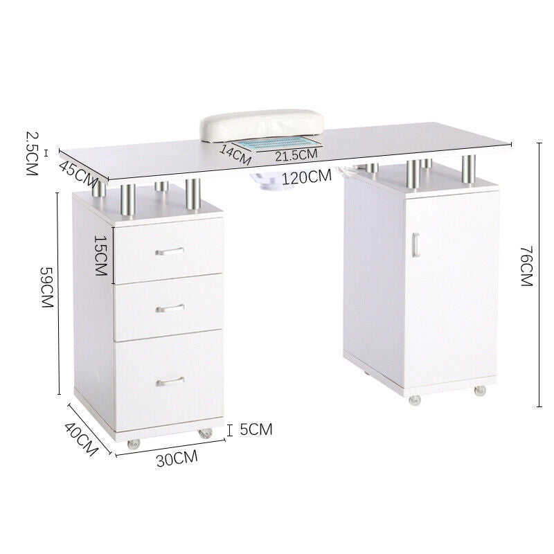 Manicure Table Nail Beauty Salon Station Technician Storage Desk+Dust Collector