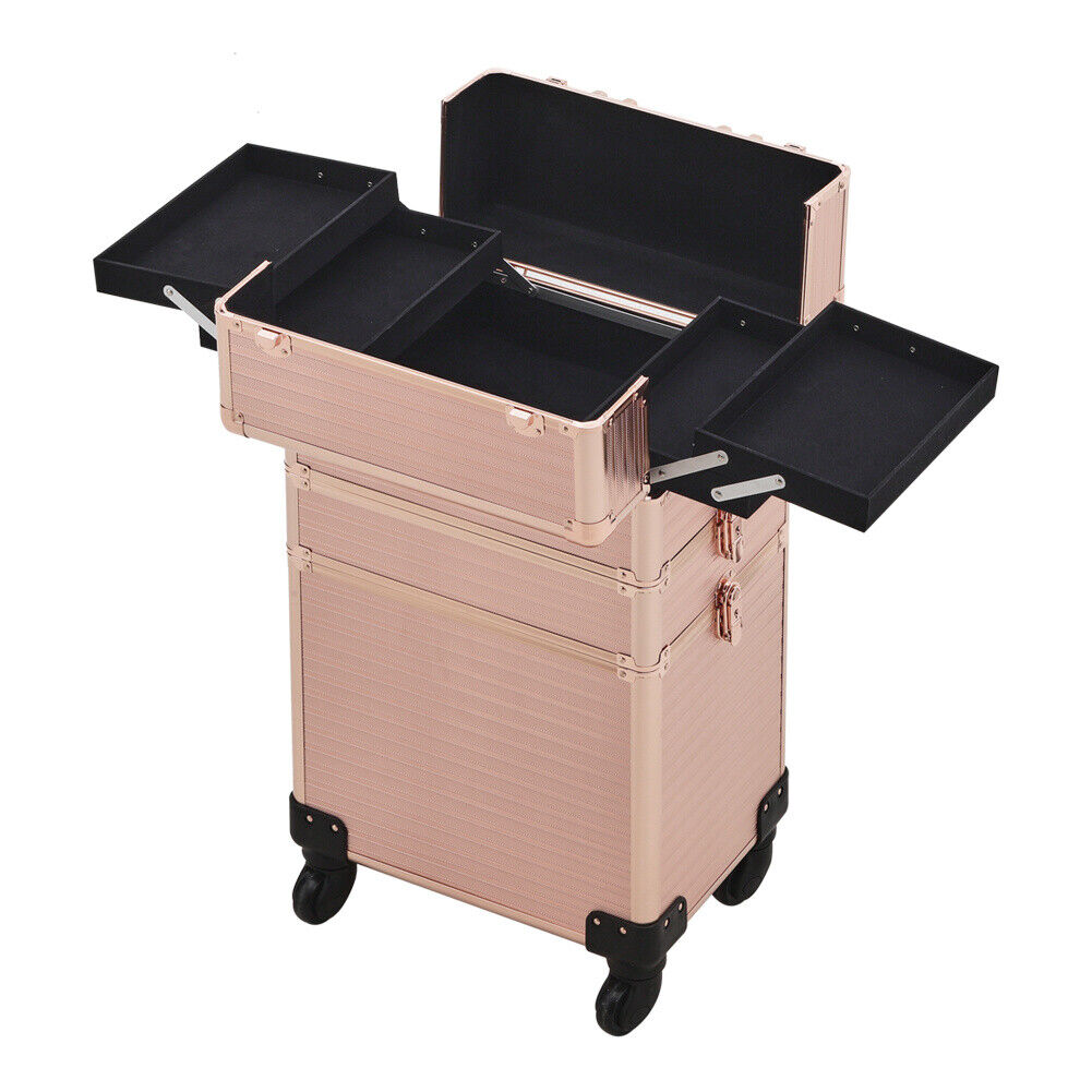 Rolling 4 in 1 Makeup Trolley Beauty Trolley Case w/Drawers Hairdressing Case