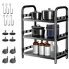 Metal Kitchen Trolley Shelving Rotating Storage Cart Mobile Shelving Rack Black