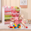 Children Bookshelf Kids Sling Book Rack with Storage Bins Toys Organizer White
