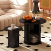 40CM/60CM Coffee Table Round Wood Side Table Sets With Hidden Storage Walnut