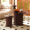 40CM/60CM Coffee Table Round Wood Side Table Sets With Hidden Storage Walnut