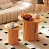 40CM/60CM Coffee Table Round Wood Side Table Sets With Hidden Storage Walnut