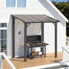 Aluminium Lean-To Gazebo, Wall-Mounted Hardtop Roof Pergola for Garden & Patio