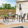 Garden Table Folding Mesh Chair Balcony Coffee Bistro Furniture w/ Umbrella Hole