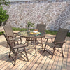 Garden Table Folding Mesh Chair Balcony Coffee Bistro Furniture w/ Umbrella Hole