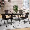 Garden Bistro Furniture Table Rattan Chairs Variable Shape with Umbrella Hole