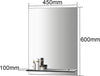Frameless Bathroom Mirror with Glass Shelf Large Hanging Wall Rectangle Vanity