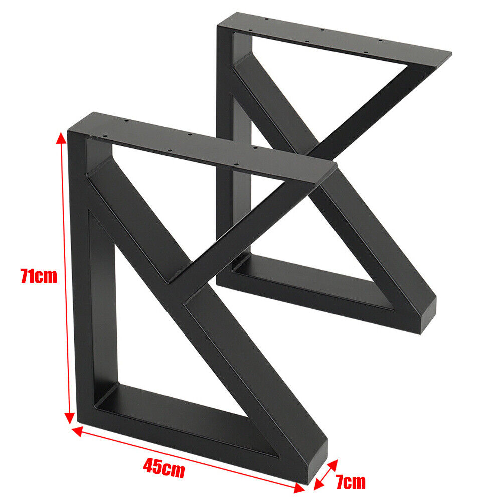 2 Industrial Black Metal Table Legs Steel Furniture Stand for Bench/Coffee Desk
