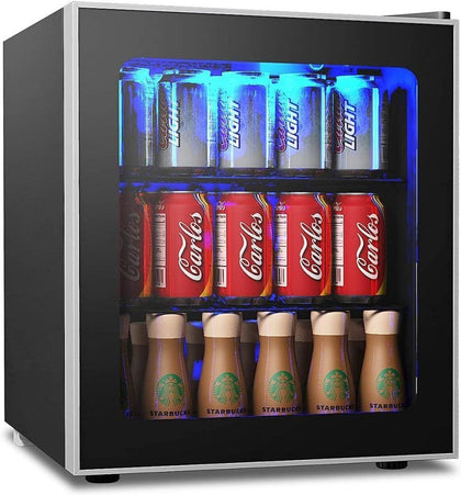 46L Drinks Cooler Fridge Glass Door Compact Counter Top Beer Wine Chiller