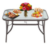 Garden Table Folding Mesh Chair Balcony Coffee Bistro Furniture w/ Umbrella Hole