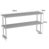 Commercial Kitchen Stainless Steel Catering Work Bench Prep Table Over Shelf 6FT