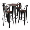 Industrial Bar Stools Table Set Vintage Tall Chair Metal Breakfast Dining Set UK