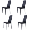 Glass Top Dining Table and Chairs 2 4 6 Set Dining Room PU Black Chair Kitchen