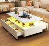 Led Coffee Table With 2 Drawer Storage, High Gloss Coffee Table For Living Room