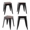 SOLID WOOD TOP SQUARE METAL DINING TABLE WITH 2/4 CHAIRS STOOL INDUSTRIAL STYLE